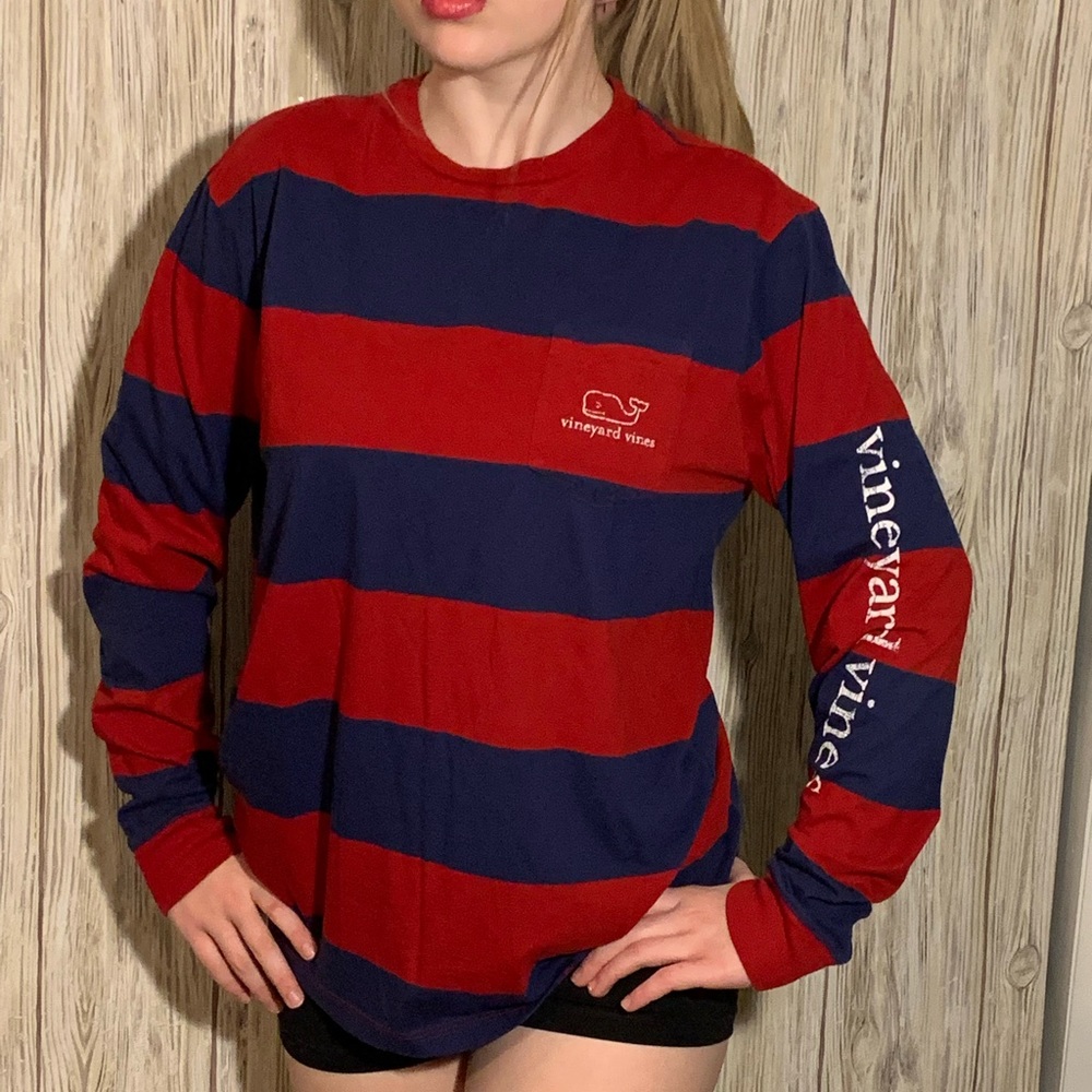 Red and Blue Striped Vineyard Vines Long Sleeve